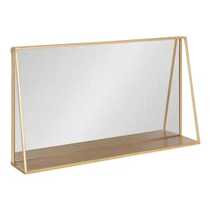 Lintz 16.00 in. H x 28.00 in. W Modern Rectangle Gold Framed Accent Wall Mirror