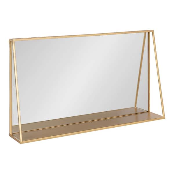 Kate and Laurel Lintz 16.00 in. H x 28.00 in. W Modern Rectangle Gold Framed Accent Wall Mirror