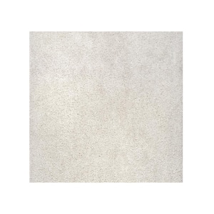 Clare Solid Shag Cream White 5 ft. 3 in. x 5 ft. 3 in. Indoor Square Rug