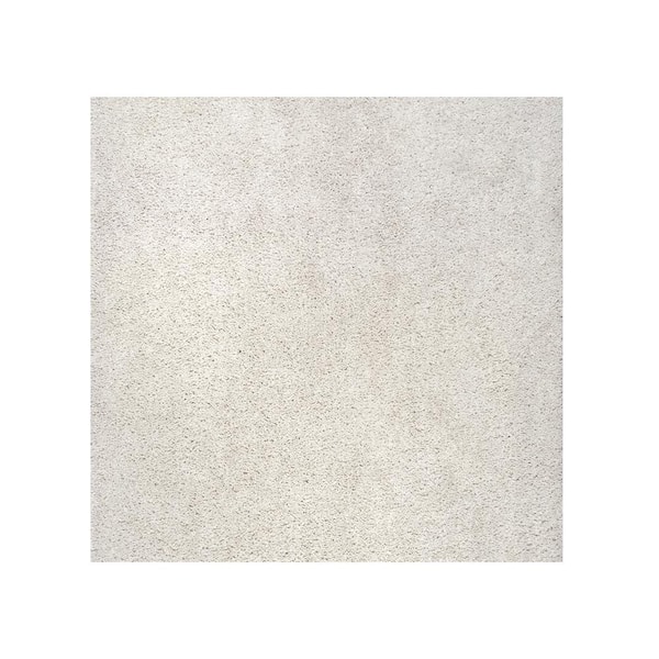 nuLOOM Clare Solid Shag Cream White 8 ft. x 8 ft. Indoor Square Rug