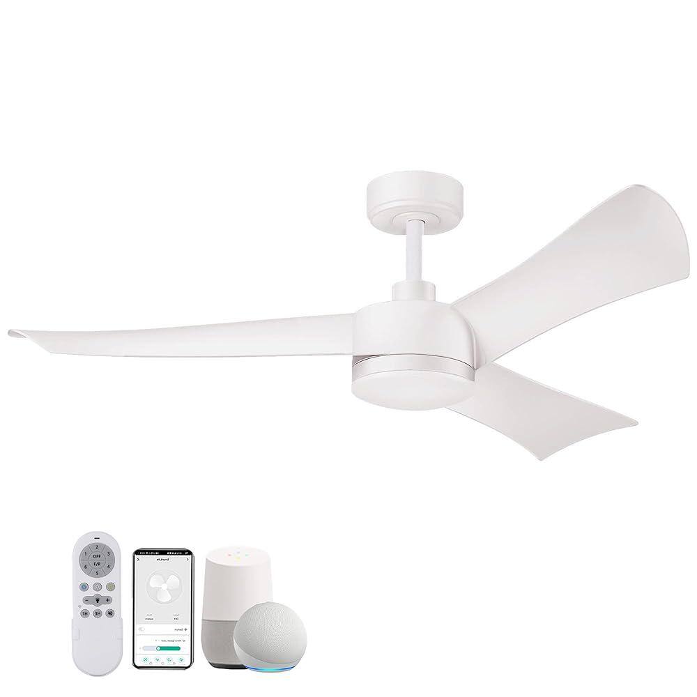 52 in. Indoor/Outdoor 6-Speeds Modern Smart Ceiling Fan with Dimmable Light Integrated LED in White
