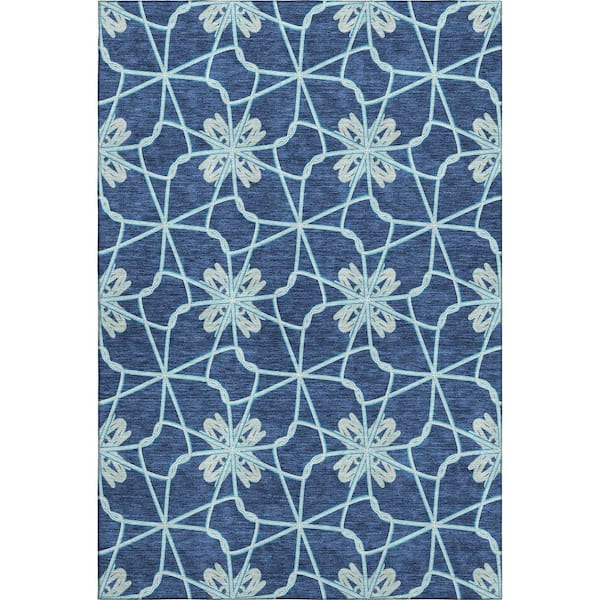 Addison Rugs Mayfield Premium Machine Washable Abstract AMF958 Navy 3 ft. x 5 ft. Area Rug