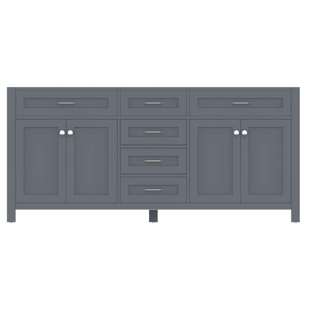 Norwalk 71 in. W x 21.5 in. D x 33.45 in. H Bath Vanity Cabinet without Top in Gray -  Alya Bath, HE-101-72D-G