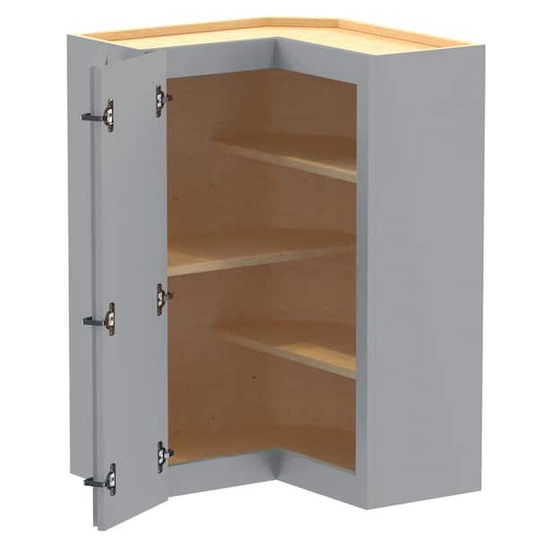 Home Decorators Collection Newport 24 in. W x 12 in. D x 36 in. H Assembled Plywood Corner Wall Kitchen Cabinet in Pearl Gray with Shelves