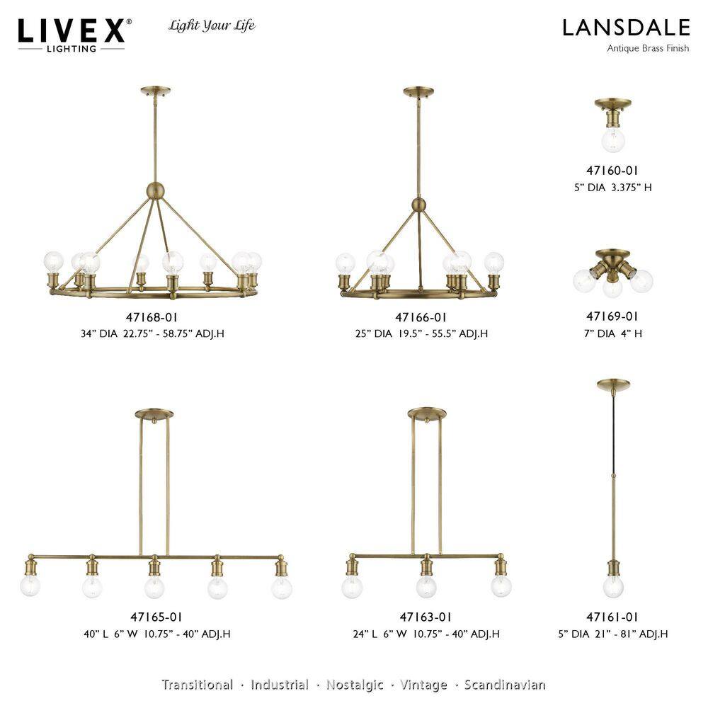 Lansdale Antique Brass 5-Light Linear Chandelier