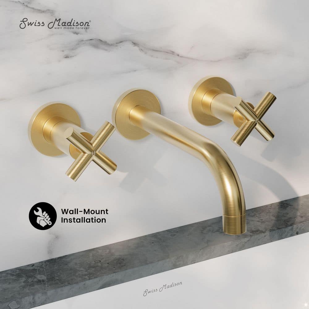 Ivy Brushed Gold Brass Wall Mount Bathroom Faucet