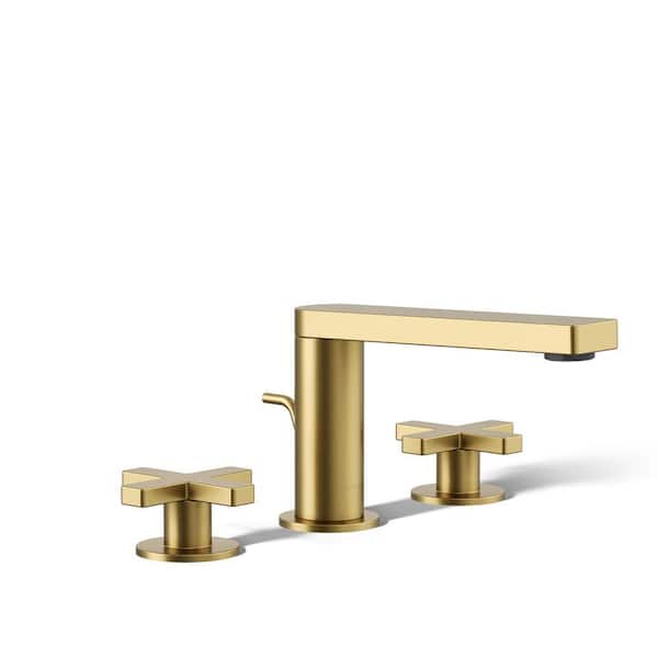 KOHLER Composed Widespread Bathroom Sink Faucet With Cross Handles 1.2 GPM in Vibrant Brushed Moderne Brass