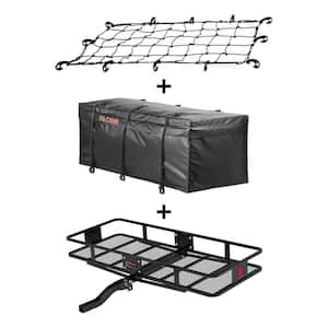 Combo 500 lbs. Capacity 60 in. x 24 in. Black Steel Basket Hitch Cargo Carrier with Cargo Bag and Net