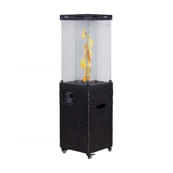 Boyel Living 40,000 BTU 360-Degree Fire View Terrafab Base with Glass Top Liquid Propane Patio Heater, Black and Grey