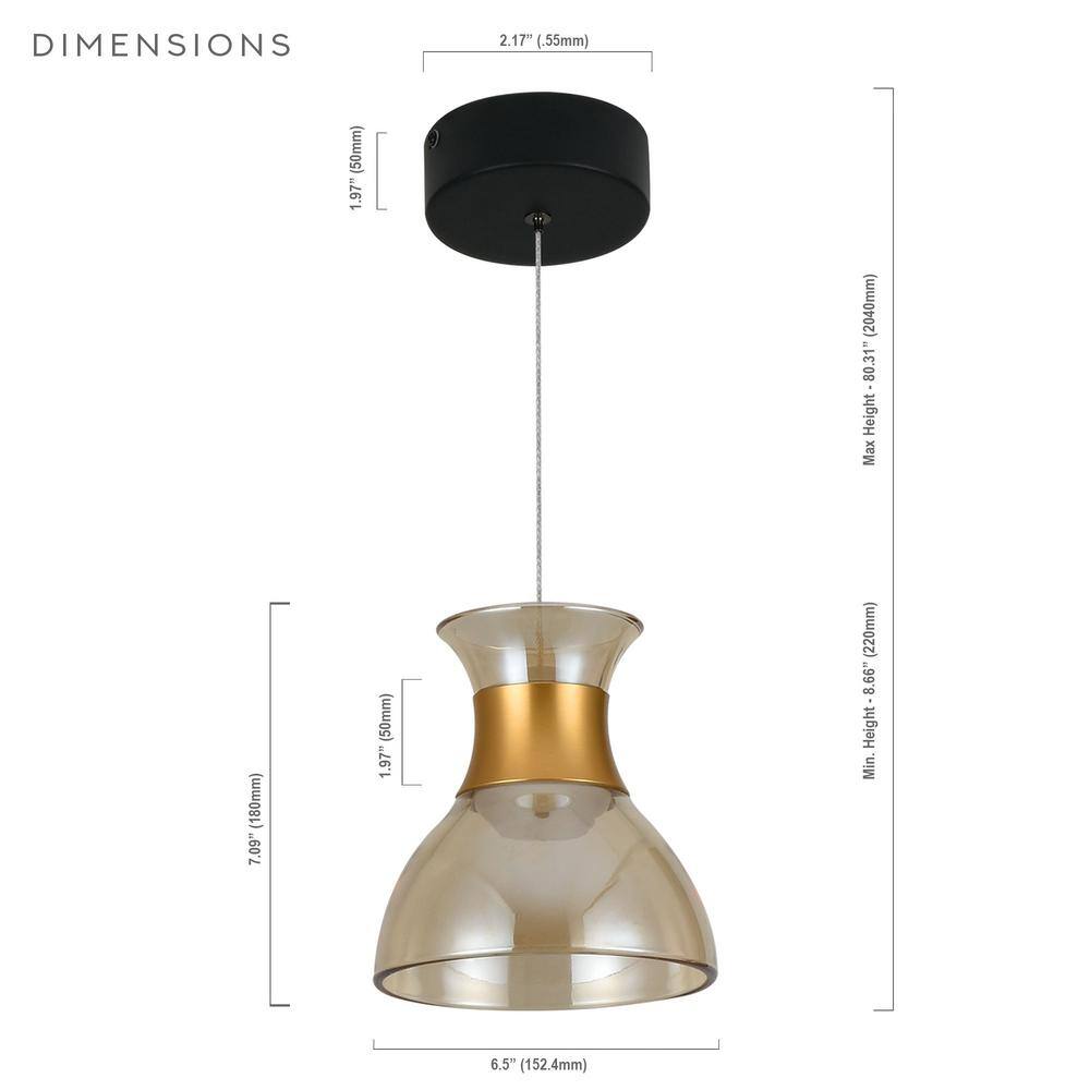 Palermo Gold 80'' Contemporary LED Glass Pendant Light