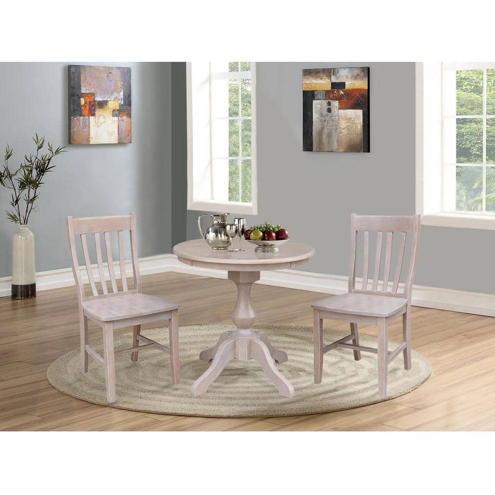 Elegant 30" Round Unfinished Rubberwood Pedestal Dining Table