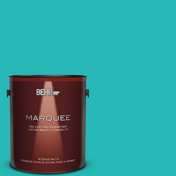BEHR MARQUEE 1 gal. #MQ4-21 Caicos Turquoise One-Coat Hide Matte Interior Paint & Primer