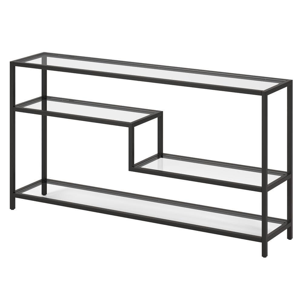 Mathis 55" Blackened Bronze Glass Hallway Table with Storage