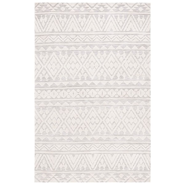 SAFAVIEH Audrey 8 ft. x 10 ft. Gray/Ivory Geometric Textured Area Rug