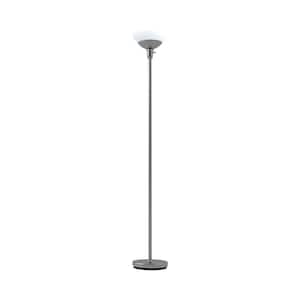 69 in. Brushed Nickel Steel Floor Lamp Torchiere w/ Acid Etched Glass Lens in 2700K Warm White, Energy Star, CEC