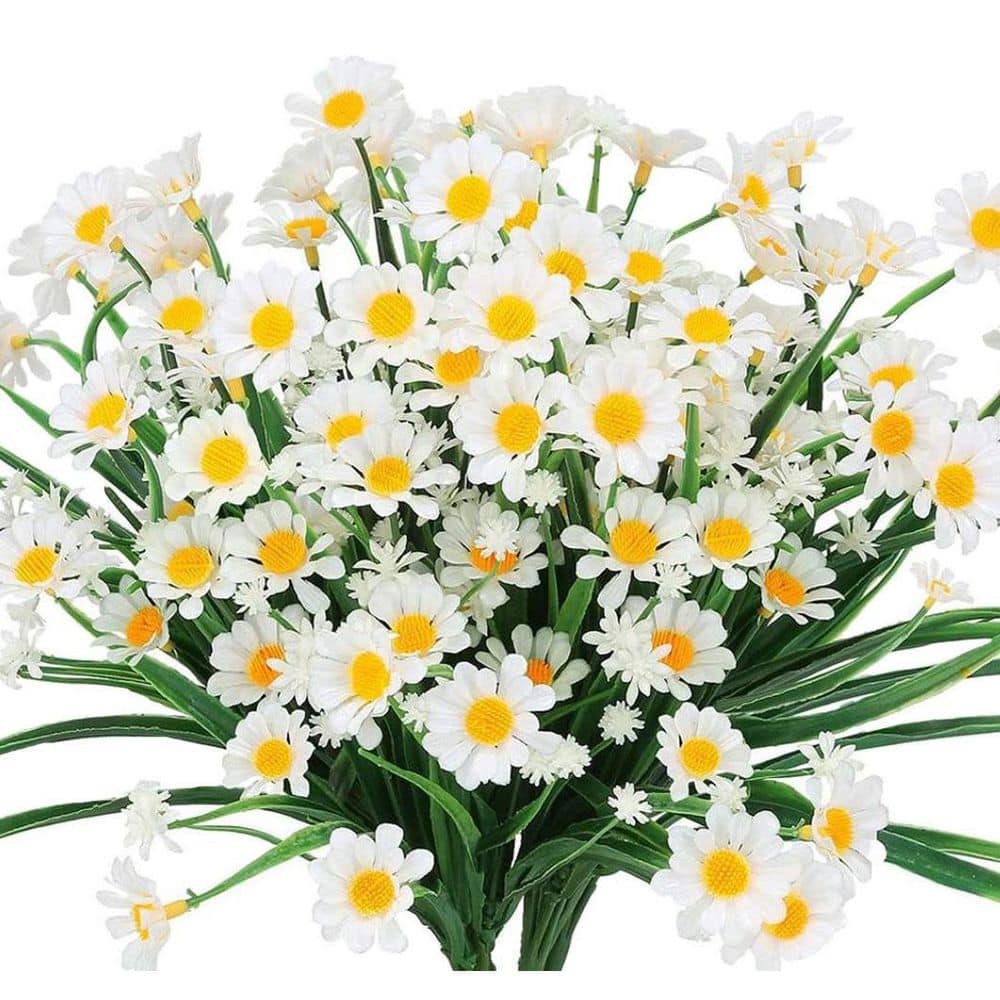Afoxsos 13 in. White Outdoor Artificial Daisy Flower with UV
