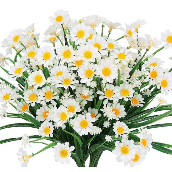 Afoxsos 13 in. White Outdoor Artificial Daisy Flower with UV Resistance