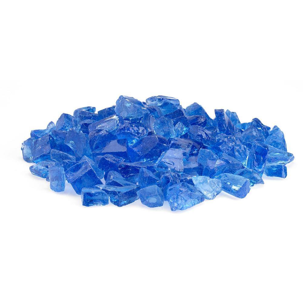 Medium Light Blue Recycled Decorative Fire Pit Glass, 10 lbs