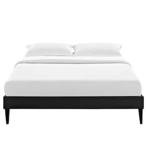 Tessie Black Fabric Full Bed Frame with Squared Tapered Legs