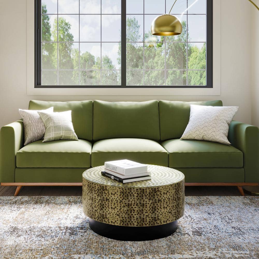 Montrose 30" Round Antique Gold and Black Metal Coffee Table