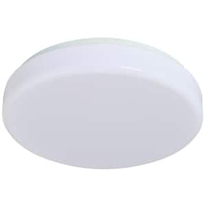 Drum 11 in. 1-Light White LED Flush Mount Ceiling Fixture 4000K