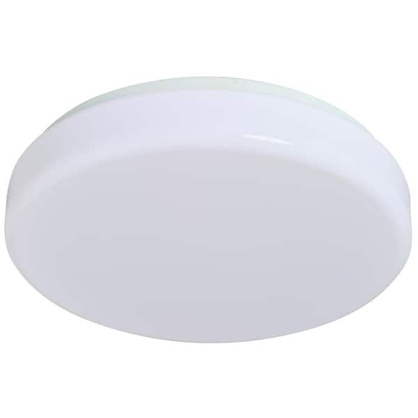 Drum 11 in. 1-Light White LED Flush Mount Ceiling Fixture 4000K