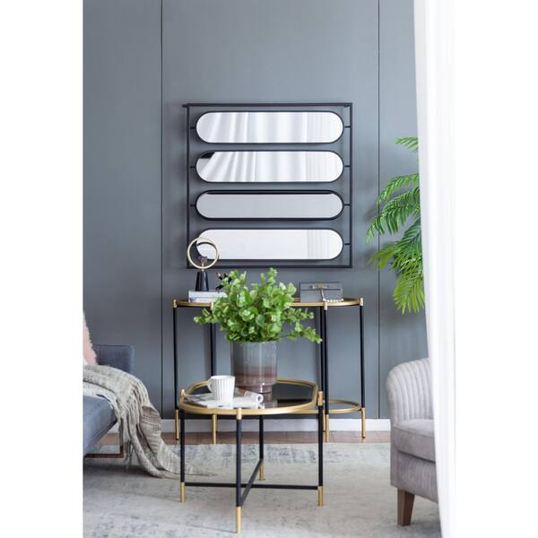 Black 36 in. W x 36 in. H Industrial Square Metal Framed Wall