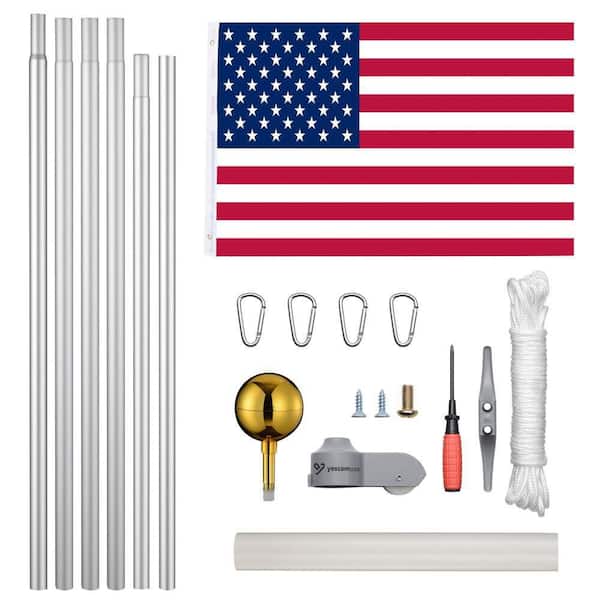 30 ft. Aluminum Sectional Flagpole with U. S. Flag&Ball