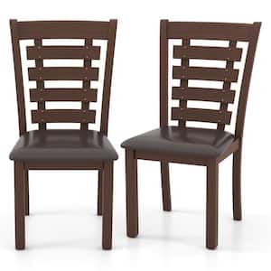 Brown PU Leather Dining Chair Set of 2