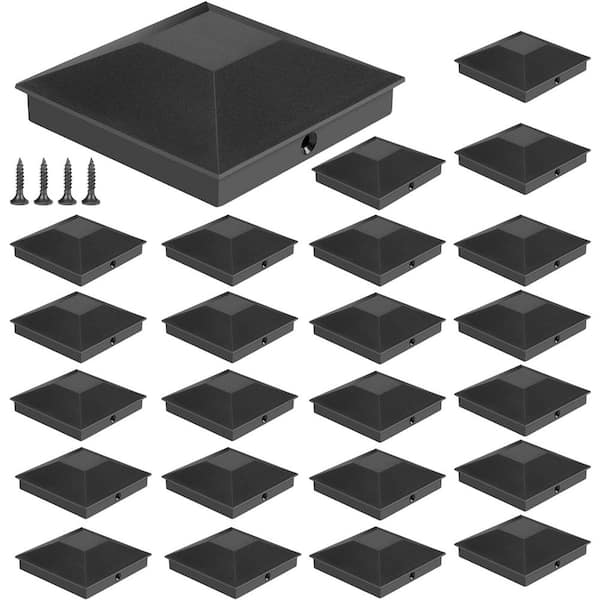 Afoxsos PP Plastic Black Water-Proof UV-Proof Wood Fence Post Caps Keep Post from Cracking and Rotting (24-Pack)