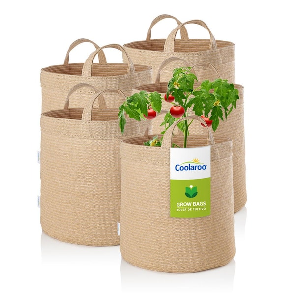 Coolaroo 10 Gal. Desert Sand Fabric Planting Garden Grow Bags with Handles Planter Pot (5-Pack)