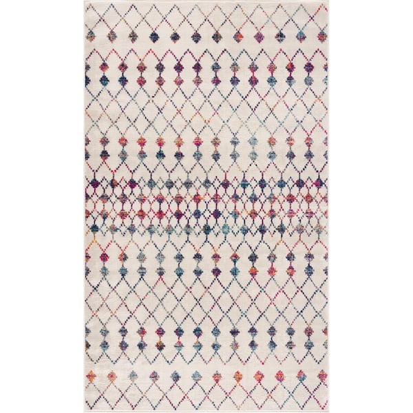 Savannah Cream (7 ft. x 10 ft.) - 6 ft. 7 in. x 9 ft. 7 in. Modern Abstract Area Rug