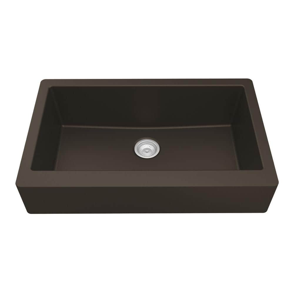 Karran Brown Quartz 34'' Single Bowl Farmhouse Kitchen Sink Kit