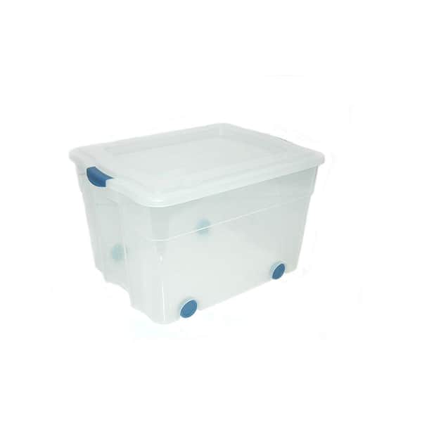 Organize-it 84 Qt. Latched Storage Bin with Wheels in Clear