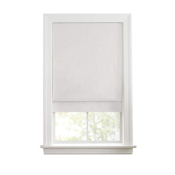 Eclipse Dean White 27 in. W x 64 in. L 100% Blackout Cordless Roman Shade