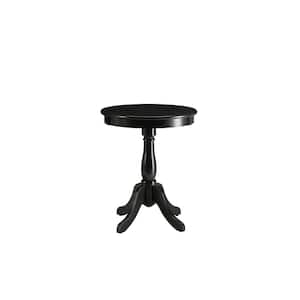Alger 24 in. Black Round Wood End Table with Pedestal Base and Curved Feet