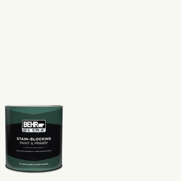 BEHR ULTRA 1 qt. Ultra Pure White Semi-Gloss Enamel Exterior Paint & Primer