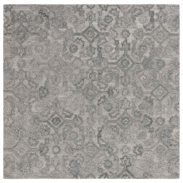 SAFAVIEH Metro 6 ft. x 6 ft. Gray Distressed Floral Square Area Rug ...