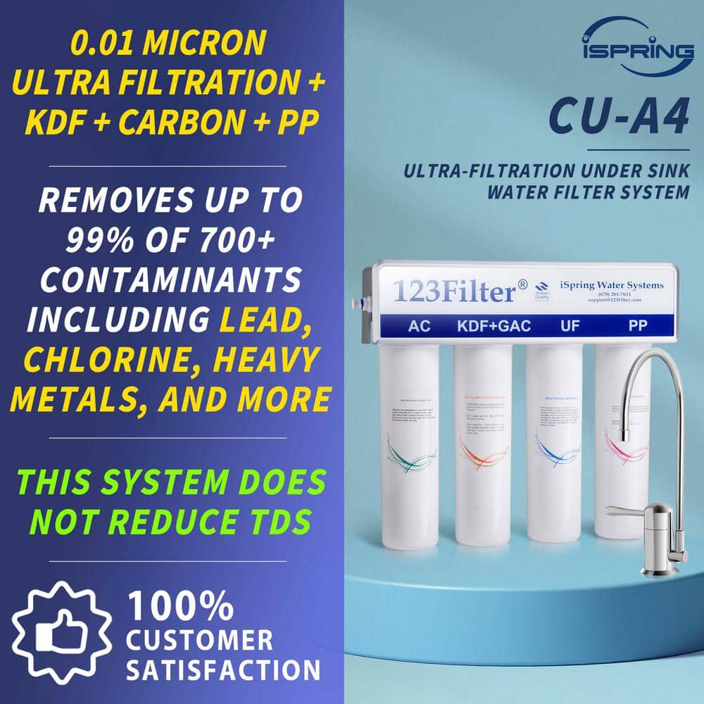 iSpring White 4-Stage Ultrafiltration Under Sink Water Filter System