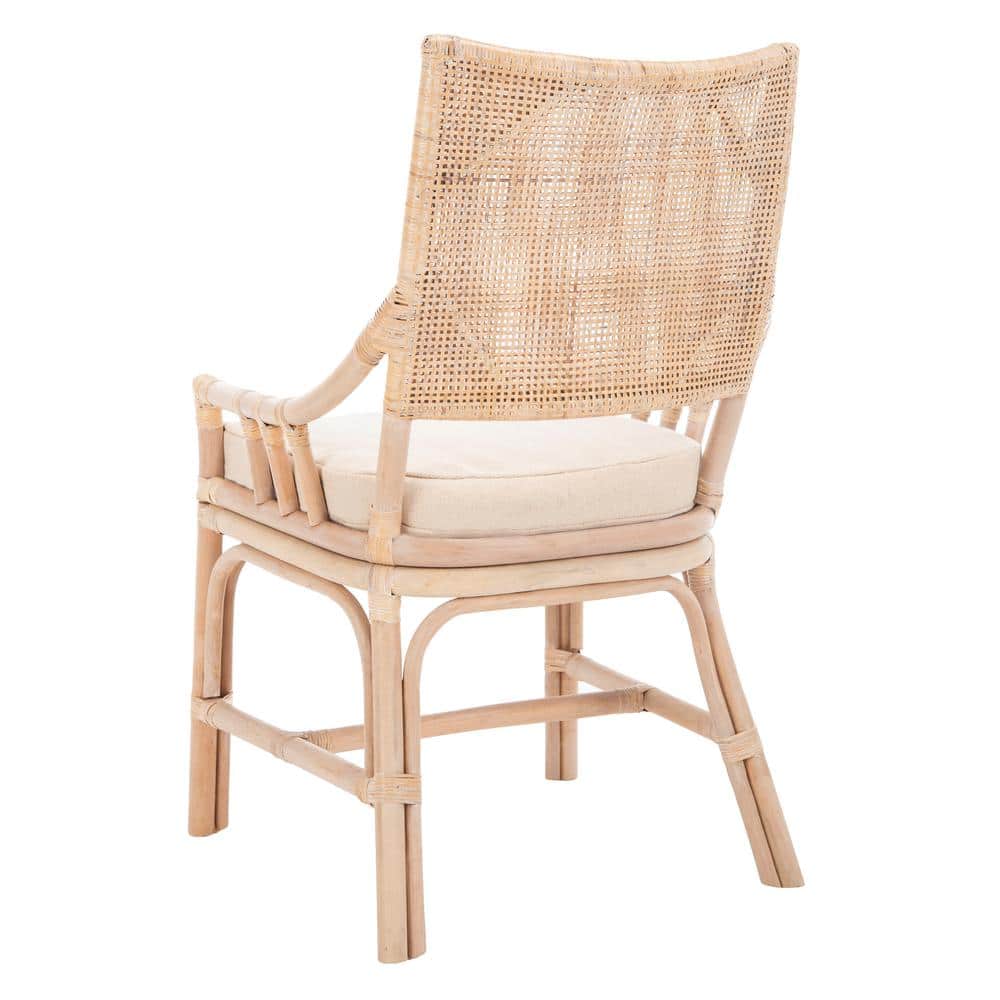 Donatella Transitional Natural White Wash Rattan Armchair with Cushion