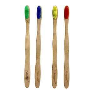 Eco Bamboo Toothbrushes with Soft Nylon Bristles (4-Pack)