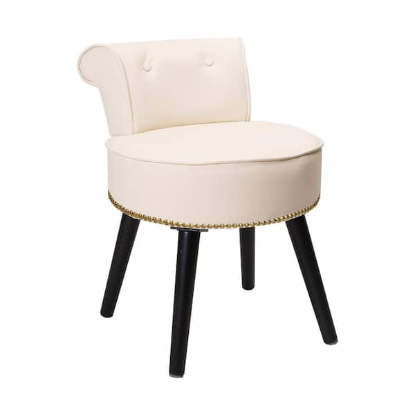 VEIKOUS 20 in. D x 17.7 in. W x 24 in. H White Vanity Seats Makeup Sofa Stool