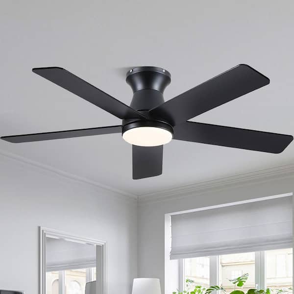 46 in.Modern Indoor/Outdoor Black Ceiling Fan with Light Kit and Remote Control