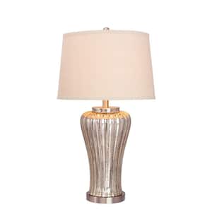 28.5 in. Mercury Glass Table Lamp with Brushed Steel Metal Accents