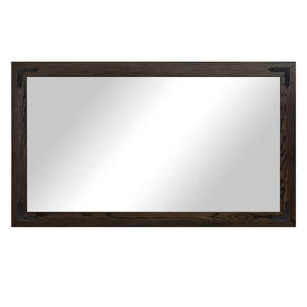 Rayne Mirrors (33 in. W x 58 in. H) Ebony Hardwood Rectangle Mirror with Decorative Corner Bracket