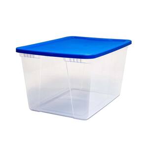 Snaplock 56 Quart Clear Storage Container with Blue Lid, Set of 8