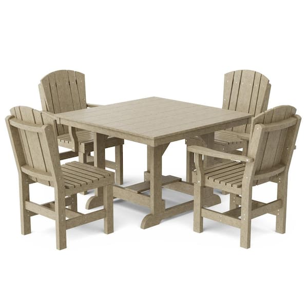 Wildridge Heritage Weathered Wood 5-Piece Plastic Outdoor Patio Dining Set