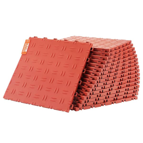 VEVOR Red Garage Tiles 12 in. L x 12 in. W x 0.53 in. Thickness polypropylene Texture Garage Flooring Tiles (50 sq. ft.)