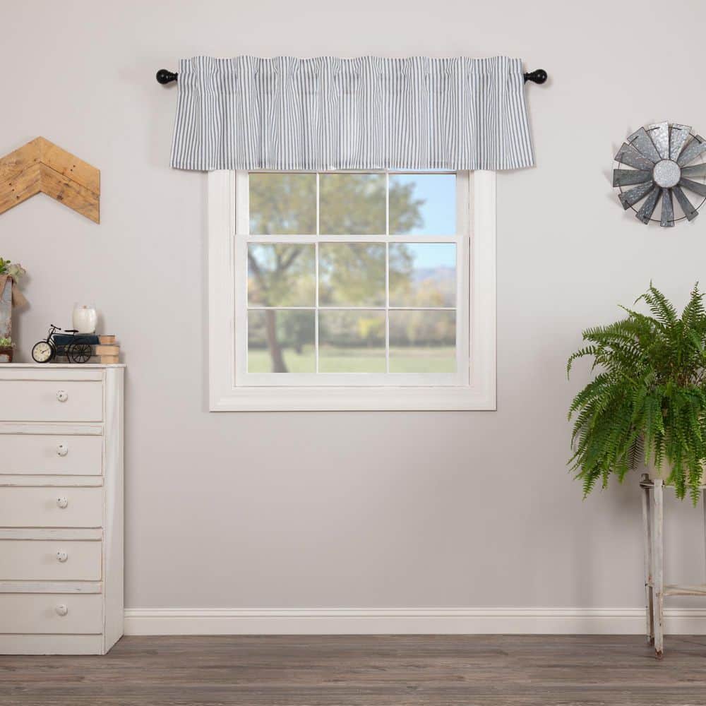 Denim Blue and White Striped Cotton Valance 16x72