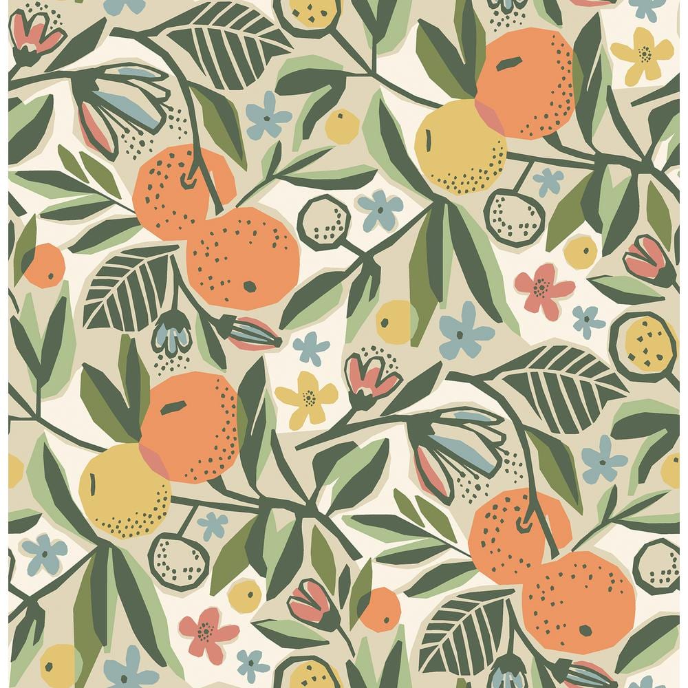 Ochre Clementine Garden Peel and Stick Wallpaper